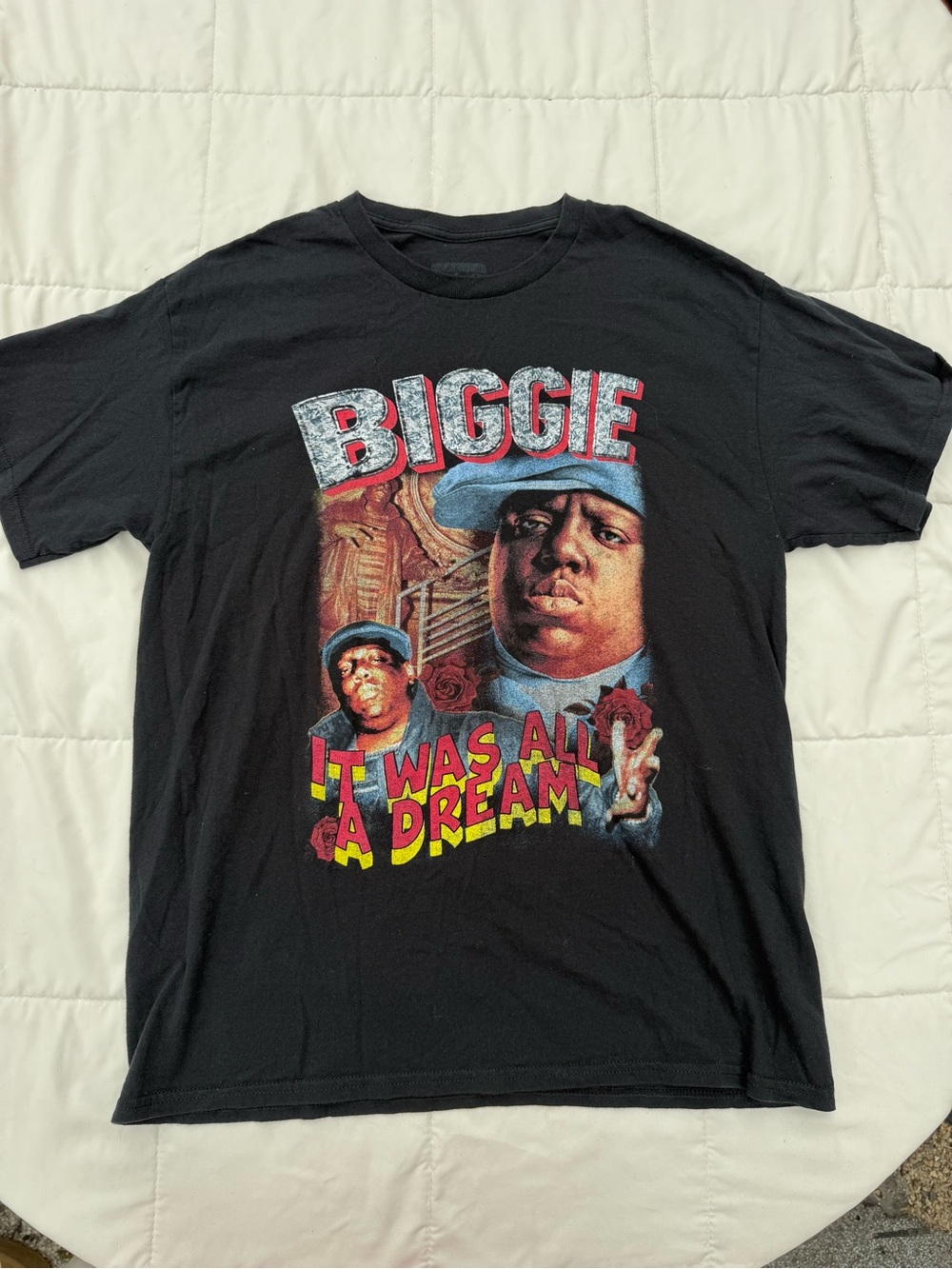Black Graphic Tee with 'Biggie' Print